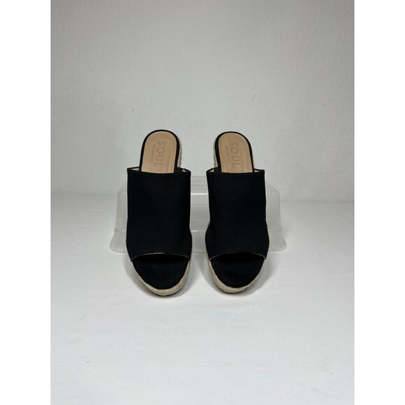 Soul‎ Naturalizer Wedge Espadrille Black Canvas Slip On Size 9.5 - Picture 1 of 12